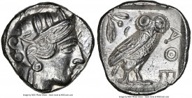 ATTICA. Athens. Ca. 440-404 BC. AR tetradrachm (23mm, 17.18 gm, 8h). NGC MS 5/5 - 4/5. Mid-mass coinage issue. Head of Athena right, wearing earring, ...
