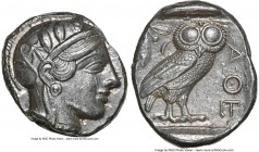 ATTICA. Athens. Ca. 440-404 BC. AR tetradrachm (24mm, 17.16 gm, 8h). NGC Choice AU 5/5 - 5/5. Mid-mass coinage issue. Head of Athena right, wearing ea...