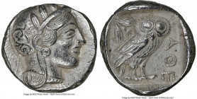 ATTICA. Athens. Ca. 440-404 BC. AR tetradrachm (24mm, 17.17 gm, 5h). NGC Choice AU 5/5 - 4/5. Mid-mass coinage issue. Head of Athena right, wearing ea...