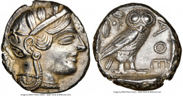 ATTICA. Athens. Ca. 440-404 BC. AR tetradrachm (24mm, 17.16 gm, 8h). NGC Choice AU 5/5 - 4/5. Mid-mass coinage issue. Head of Athena right, wearing ea...