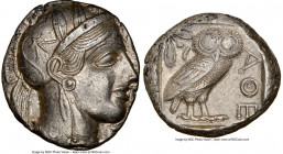 ATTICA. Athens. Ca. 440-404 BC. AR tetradrachm (24mm, 17.15 gm, 4h). NGC Choice AU 5/5 - 3/5. Mid-mass coinage issue. Head of Athena right, wearing ea...