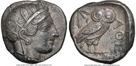 ATTICA. Athens. Ca. 440-404 BC. AR tetradrachm (23mm, 17.18 gm, 12h). NGC AU 5/5 - 3/5. Mid-mass coinage issue. Head of Athena right, wearing earring,...