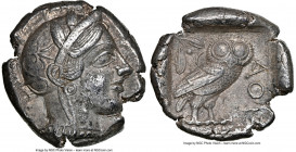 ATTICA. Athens. Ca. 440-404 BC. AR tetradrachm (25mm, 17.06 gm, 4h). NGC AU 5/5 - 3/5. Mid-mass coinage issue. Head of Athena right, wearing earring, ...
