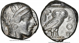 ATTICA. Athens. Ca. 440-404 BC. AR tetradrachm (23mm, 17.18 gm, 2h). NGC AU 4/5 - 4/5. Mid-mass coinage issue. Head of Athena right, wearing earring, ...