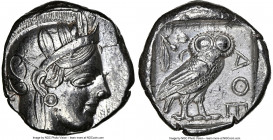 ATTICA. Athens. Ca. 440-404 BC. AR tetradrachm (24mm, 17.17 gm, 2h). NGC AU 4/5 - 4/5. Mid-mass coinage issue. Head of Athena right, wearing earring, ...