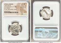 ATTICA. Athens. Ca. 440-404 BC. AR tetradrachm (22mm, 17.18 gm, 5h). NGC Choice XF 5/5 - 4/5. Mid-mass coinage issue. Head of Athena right, wearing ea...