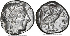 ATTICA. Athens. Ca. 440-404 BC. AR tetradrachm (23mm, 17.16 gm, 2h). NGC Choice XF 5/5 - 4/5. Mid-mass coinage issue. Head of Athena right, wearing ea...