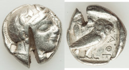 ATTICA. Athens. Ca. 455-440 BC. AR tetradrachm (24mm, 16.98 gm, 8h). Choice Fine, test cut. Early transitional issue. Head of Athena right, wearing cr...