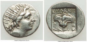 CARIAN ISLANDS. Rhodes. Ca. 88-84 BC. AR drachm (15mm, 2.52 gm, 11h). XF. Plinthophoric standard, Euphane(s), magistrate. Radiate head of Helios right...