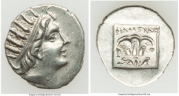 CARIAN ISLANDS. Rhodes. Ca. 88-84 BC. AR drachm (16mm, 2.01 gm, 12h). Choice XF. Plinthophoric standard, Philostratus, magistrate. Radiate head of Hel...