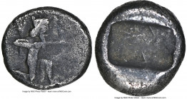 ACHAEMENID PERSIA. Darius I-Xerxes II (ca. 505-480 BC). AR eighth-siglos (8mm 0.71gm). NGC VF. Sardes. Persian Great King in running-kneeling pose rig...