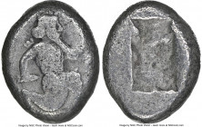 ACHAEMENID PERSIA. Artaxerxes II-Artaxerxes III (ca. 4th Centuries BC). AR siglos (15mm). NGC Fine. Sardes, ca. 400-340 BC. Persian king or hero, wear...