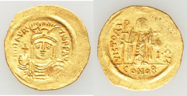 Maurice Tiberius (AD 582-602). AV solidus (23mm, 4.44 gm, 6h). Choice VF. Constantinople, 7th officina. o N mAVRC-TIb PP AVG, draped and cuirassed bus...