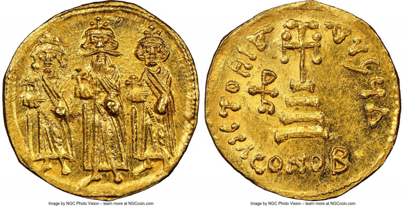 Heraclius (AD 610-641), with Heraclius Constantine and Heraclonas. AV solidus (1...