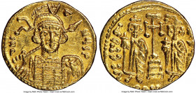 Constantine IV Pogonatus (AD 668-685). AV solidus (18mm, 6h). NGC AU, graffiti. Constantinople, uncertain officina, AD 669-674. d N C-A-NЧS P, cuirass...