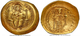 Constantine X Ducas (AD 1059-1067). AV histamenon nomisma (26mm, 5h). NGC AU, scratches. Constantinople. +IhS IXS RЄX-RЄSNANTIhm, Christ seated facing...