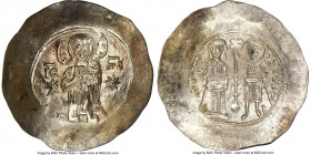Manuel I Comnenus (AD 1143-1180). EL aspron trachy (29mm, 4.44 gm, 5h). NGC MS 4/5 - 2/5, graffito, brushed. Constantinople, AD 1160-1164. IC-XC (barr...