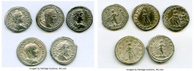 ANCIENT LOTS. Roman Imperial. Lot of five (5) AR denarii. VF-Choice VF, smoothing. Includes: Five Roman Imperial denarii, various emperors and empress...