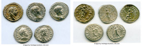 ANCIENT LOTS. Roman Imperial. Lot of five (5) AR denarii. VF-Choice VF, smoothing. Includes: Five Roman Imperial denarii, various emperors and empress...