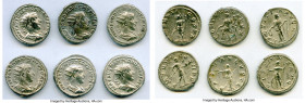 ANCIENT LOTS. Roman Imperial. Lot of six (6) AR denarii. VF-Choice VF. Includes: Five Roman Imperial denarii, various emperors and empresses with diff...
