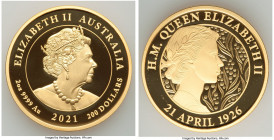 Elizabeth II gold Proof 200 Dollars (2 oz) 2021, Perth mint, KM-Unl. Mintage: 150. Includes mint issued box and CoA # 075. 

HID09801242017

© 202...