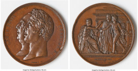 Louis XVIII bronze "Completion of the Paris Bourse" Medal 1825-Dated XF (Edge Defect, Rim Bump), Forrer-IV, pg. 466, Collignon-491. 68mm. 142.5gm. By ...