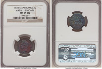 3-Piece Lot of Certified Assorted Centimes NGC, 1) Louis Philippe I bronze Essai 2 Centimes 1842 - MS65 Brown, Maz-1116 2) Republic 50 Centimes 1881-A...