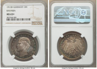 Bavaria. Otto 3 Mark 1913-D MS65+ NGC, Munich mint, KM996, J-47. Neon turquoise and lemon toning with highly reflective fields. 

HID09801242017

...