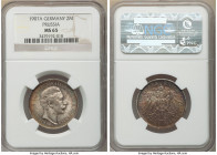 Prussia. Wilhelm II 2 Mark 1907-A MS65 NGC, Berlin mint, KM522 Arsenic, red and turquoise toning over pulsating waves of mint luster. 

HID098012420...