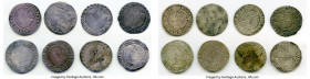 Elizabeth I 8-Piece Lot of Uncertified Assorted 6 Pence, Mixed lot with average grade of Fine. Average size 25.2mm. Average weight 2.76gm. Sold as is,...