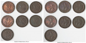 George III 7-Piece Lot of "Cartwheel" 2 Pence 1797-SOHO VF, Soho mint, KM619, S-3776. Average weight 56.5gm. Sold as is, no returns. 

HID0980124201...