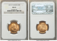 Oscar II gold 20 Kronor 1874-ST MS65 NGC, KM733. Lovely rose-colored with silky surface. AGW 0.2593 oz. 

HID09801242017

© 2020 Heritage Auctions...