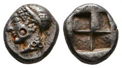 Greek AR Obol. 4-5th century BC.
Reference:
Condition: Very Fine

Weight: 1,3 gr
Diameter: 10 mm
