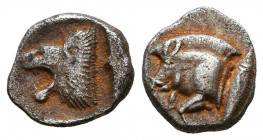 Greek AR Obol. 4-5th century BC.
Reference:
Condition: Very Fine

Weight: 1,1 gr
Diameter: 11,2 mm