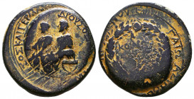 LYDIA, Sardes. Germanicus and Drusus, Caesars. Circa 23-26 AD. Æ . Restruck circa 28-29 AD, by Asinius Pollio, Proconsul. Drusus and Germanicus seated...