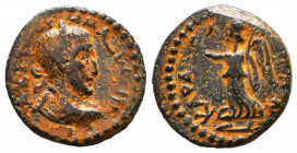 CILICIA. Carallia. Maximinus Thrax (235-238). Ae.
Obv: A K Γ IO OVH MAΞMEINOC.
Laureate, draped and cuirassed bust right.
Rev: KAPAΛΛΙΩTΩN.
Nike stand...