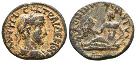 Traianus Decius (249-251 AD). AE, Philomelion, Phrygia.
Obv. AVT K Γ MEC K TPAI ΔEKIO CE, Laureate, draped and cuirassed bust right.
Rev. ΦIΛOMHΛEWN E...