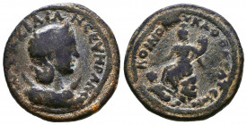 LYCAONIA, Barata. Otacilia Severa. Augusta, AD 244-249. Ae. Draped bust right, wearing stephane, with crescent at shoulders / Tyche seated left on roc...