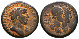 Phoenicia, Tripolis. Trajan. A.D. 98-117. AE 24 (24 mm, 9.45 g, 12 h). Struck A.D. 116/17. Laureate bust of Trajan right, slight drapery on left shoul...