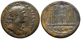 IONIA, Ephesus. Hadrian. AD 117-138. Æ Medallion. Laureate and cuirassed bust right, wearing aegis / Cult statue of Diana of Ephesus within ornate oct...