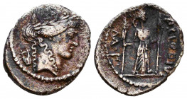 P. Clodius M. f. Turrinus, 42 BC, AR Denarius, laureate head of Apollo right, lyre behind, rev. Diana Lucifera standing facing holding two long torche...