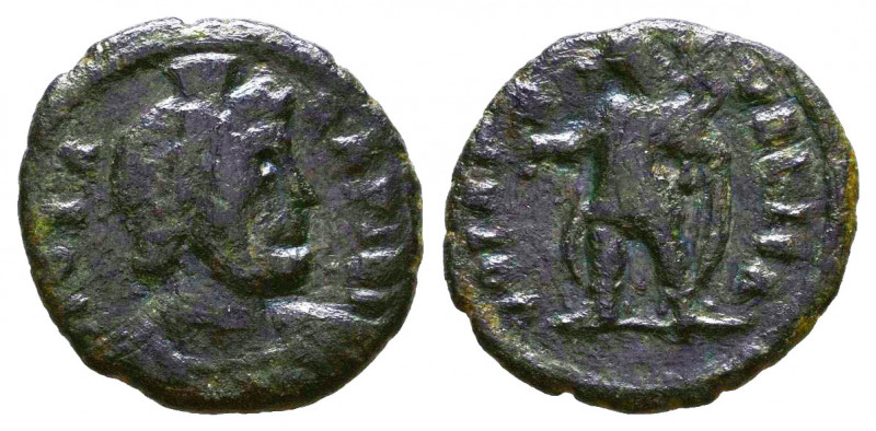 Festival of Isis. Mid 4th century AD. Æ. ISIS F-ARIA, draped bust of Serapis rig...