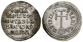 Michael II the Amorian. 820-829. AR Miliaresion. Constantinople mint. Cross potent set on three steps / + MIXA/ HL ЄC ΘЄЧ/PISτOS bA/ SILЄЧS RO/ MAIOn ...
