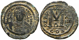 Justinian I (527-565), Follis, AE.
Reference:
Condition: Very Fine


Weight: 22,1 gr
Diameter: 41,5 mm