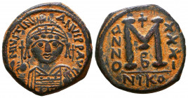Justinian I (527-565), Follis, AE.
Reference:
Condition: Very Fine


Weight: 17 gr
Diameter: 29,7 mm