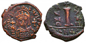 Maurice Tiberius. A.D. 582-602. AE follis. 

Reference:
Condition: Very Fine


Weight: 3,8 gr
Diameter: 20,8 mm