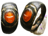 Ancient Roman Large Bronze Ring with intaglio, carnelian on Bezel.
1st - 2nd century AD
Reference:
Condition: Very Fine

Weight: 4,4 gr
Diameter: 21,2...
