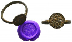 Ancient Bronze Byzantine / Crusaders Seal Ring
10th-12th century AD.
Reference:
Condition: Very Fine

Weight: 4,5 gr
Diameter: 25,5 mm