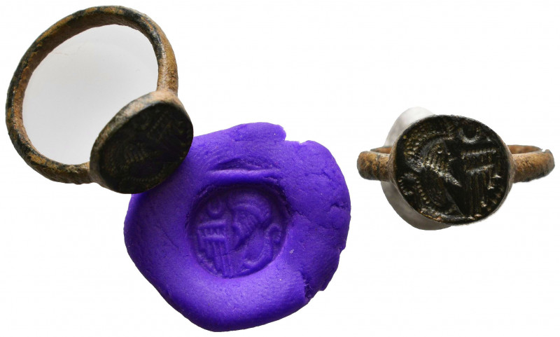 Ancient Byzantine / Crusaders Bronze Seal Ring 
10th-12th century AD.
Reference:...