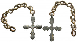 Ancient Bronze Byzantine / Crusaders Cross Pendant
10th-12th century AD.
Reference:
Condition: Very Fine

Weight: 31 gr
Diameter: 18,6 cm